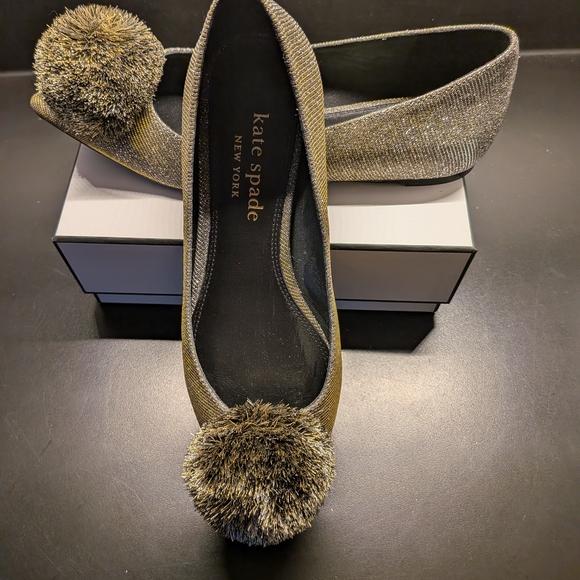 kate spade Shoes - kate spade Women's Gold Flats with Pom Pom | US 6